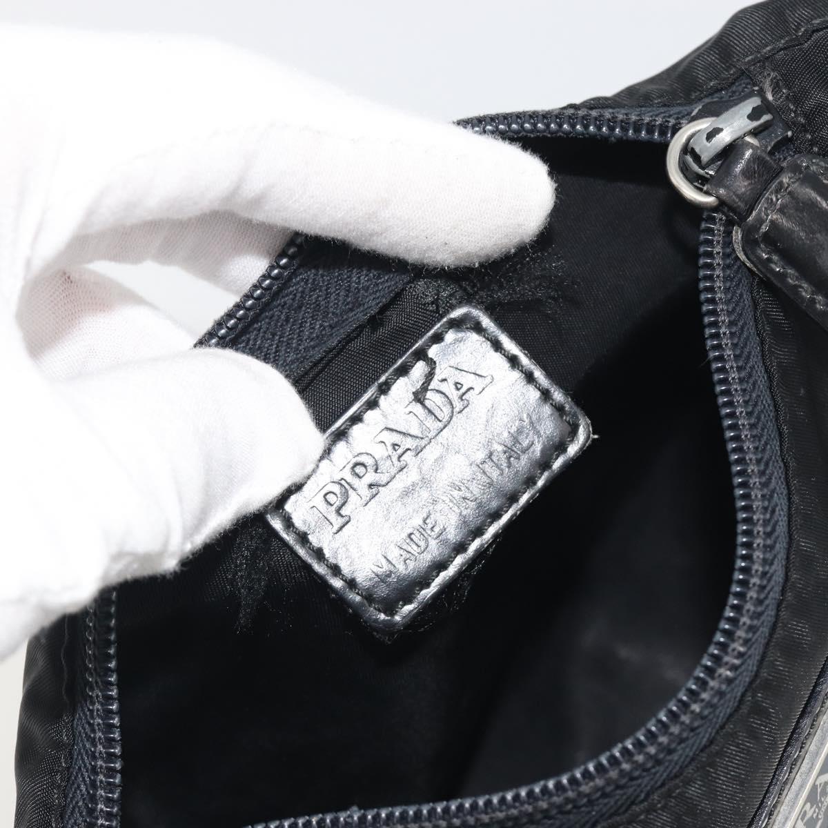 PRADA Pouch Nylon Black Silver Auth 192554