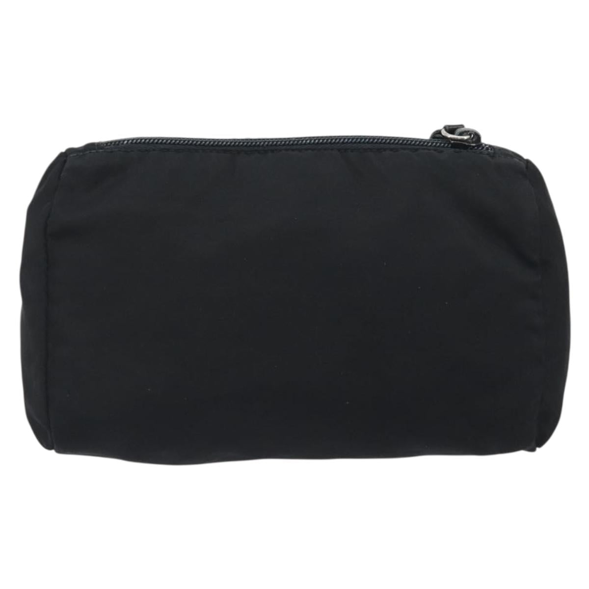 PRADA Pouch Nylon Black Silver Auth 192554