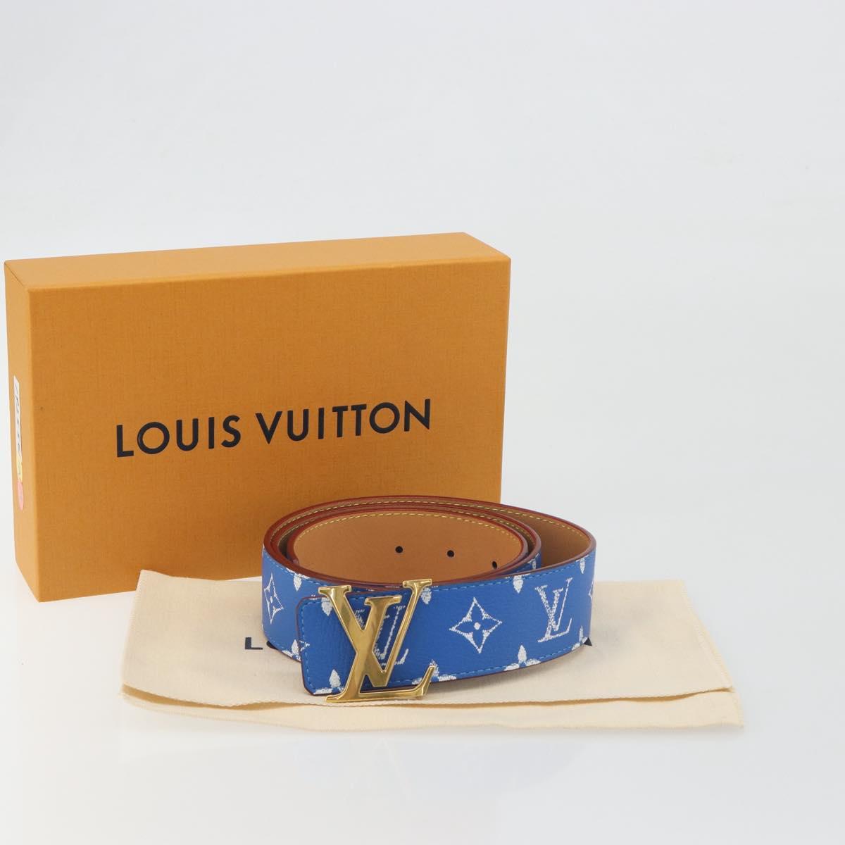 LOUIS VUITTON Monogram LV Printed Initials 40MM Belt Blue M8460 Auth 192556SAM