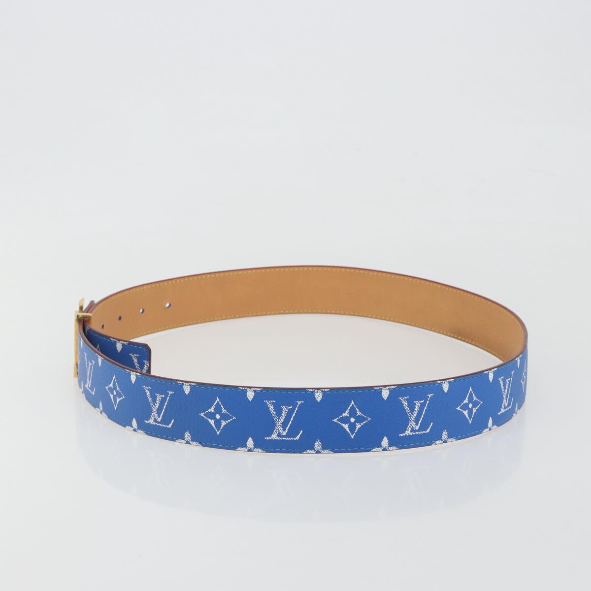 LOUIS VUITTON Monogram LV Printed Initials 40MM Belt Blue M8460 Auth 192556SAM