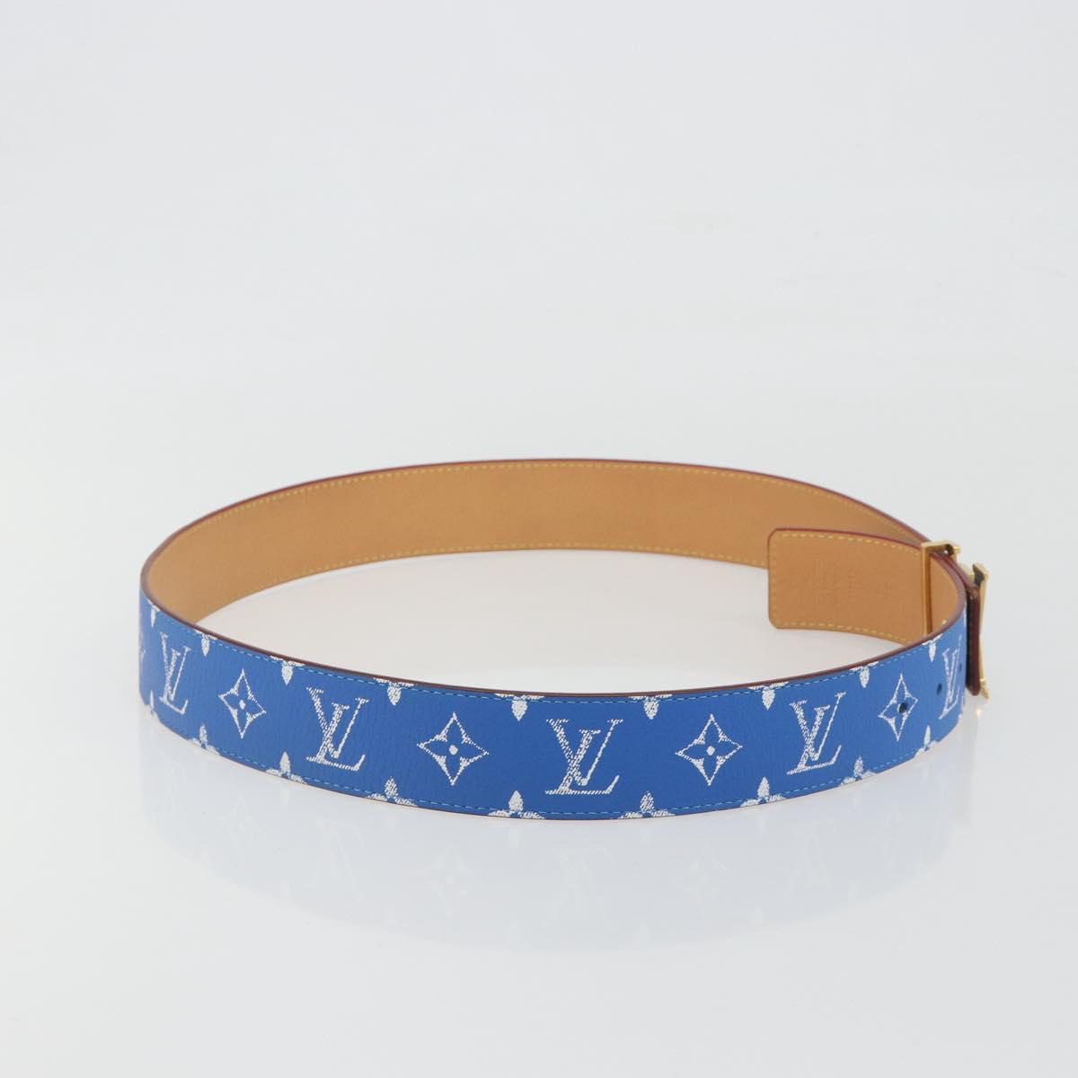 LOUIS VUITTON Monogram LV Printed Initials 40MM Belt Blue M8460 Auth 192556SAM