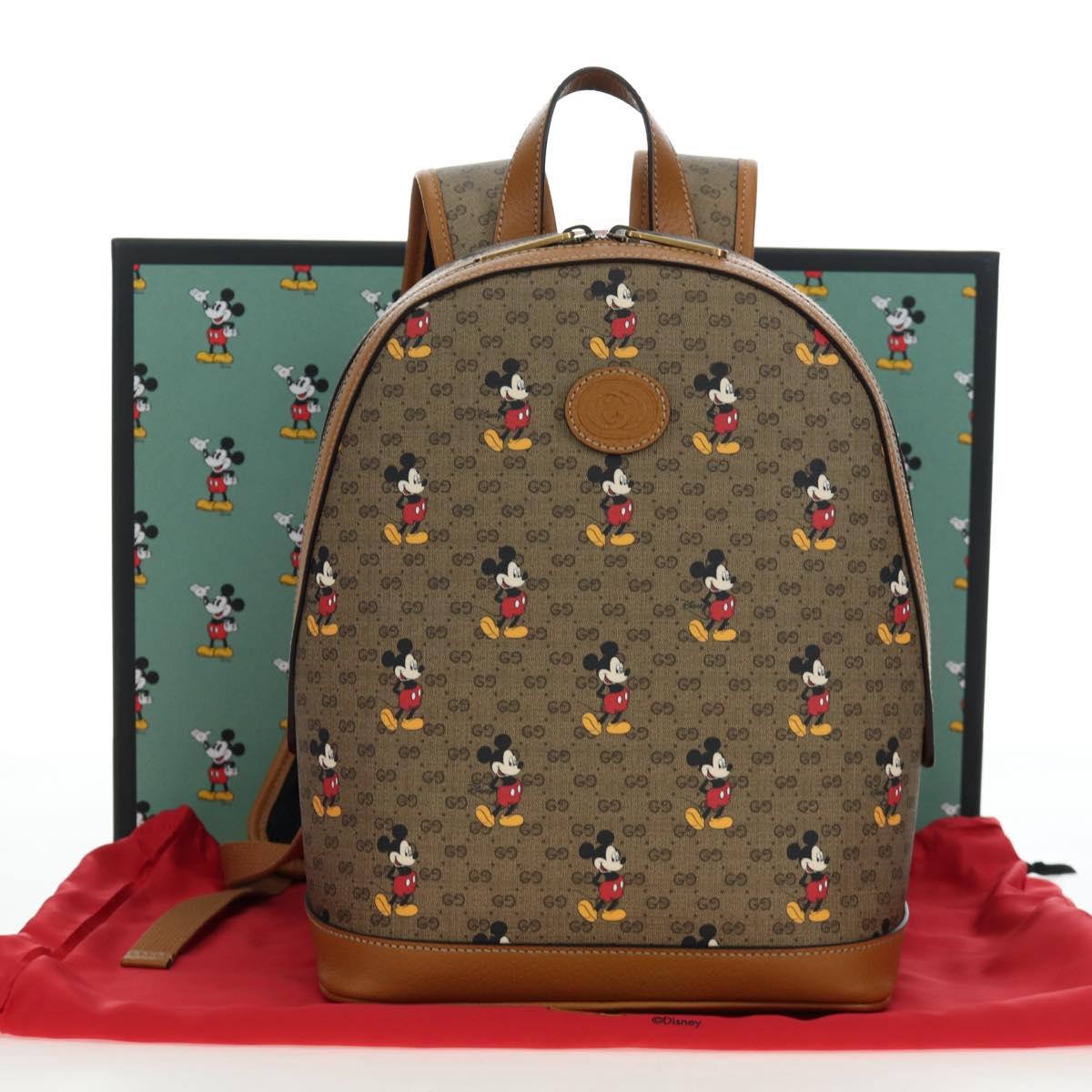 GUCCI Micro GG Supreme Disney Backpack PVC Beige Gold 552884 Auth 192557SM