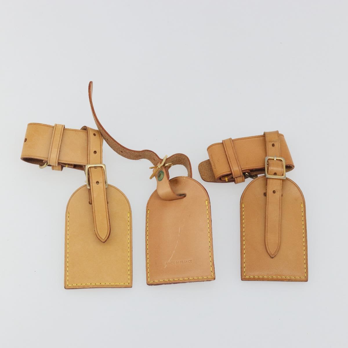LOUIS VUITTON Name Tag Powanie 10 Set Powanie Leather Beige LV Auth 192566
