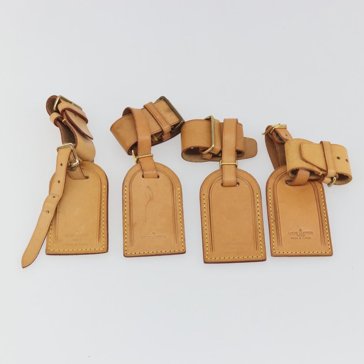 LOUIS VUITTON Name Tag Powanie 10 Set Powanie Leather Beige LV Auth 192566