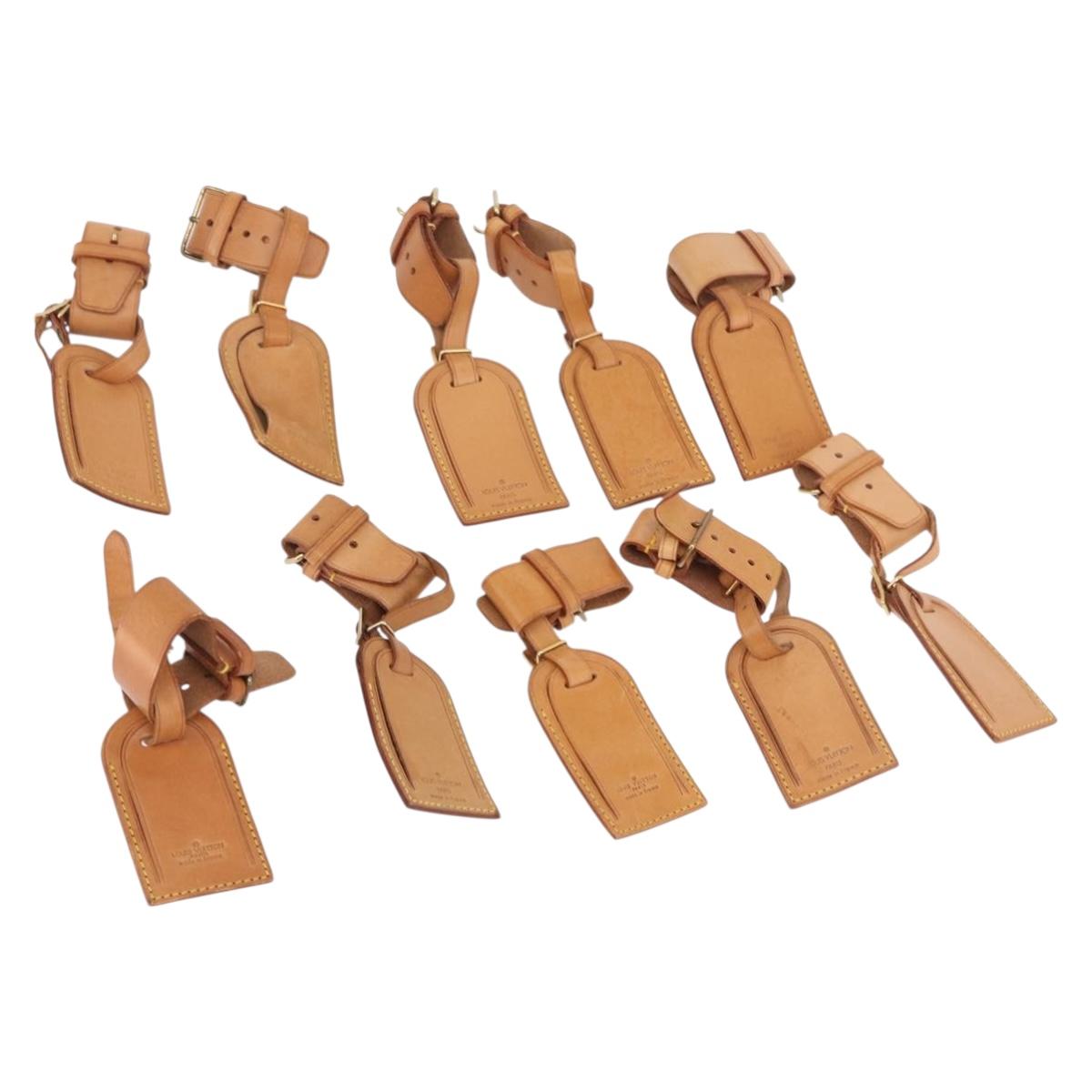 LOUIS VUITTON Name Tag Powanie 10 Set Powanie Leather Beige LV Auth 192567