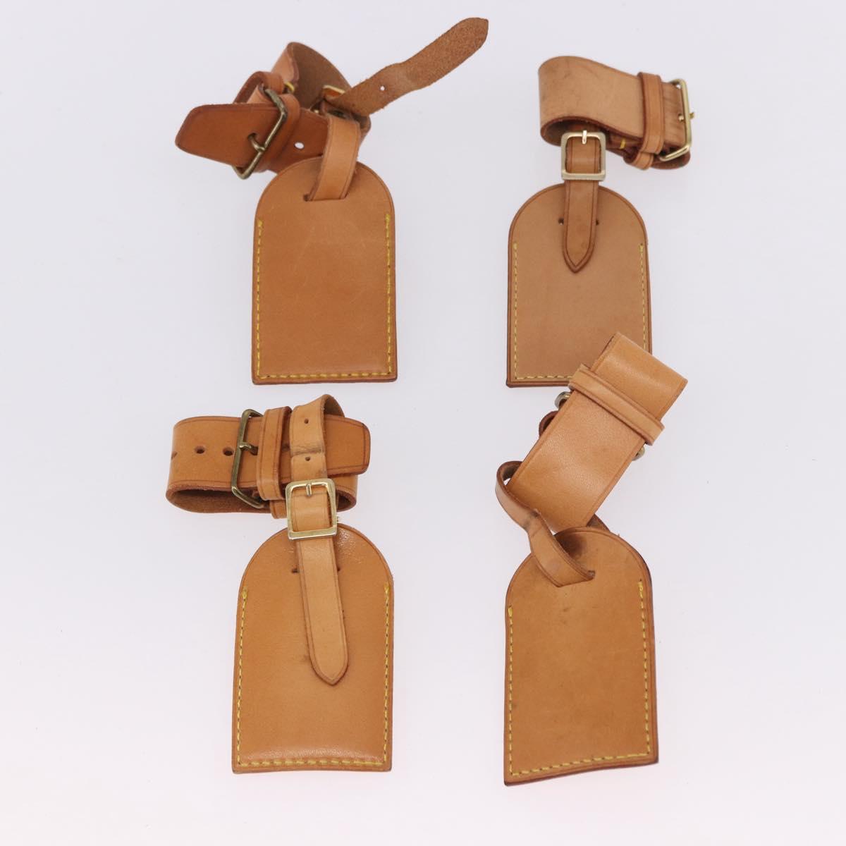 LOUIS VUITTON Name Tag Powanie 10 Set Powanie Leather Beige LV Auth 192567