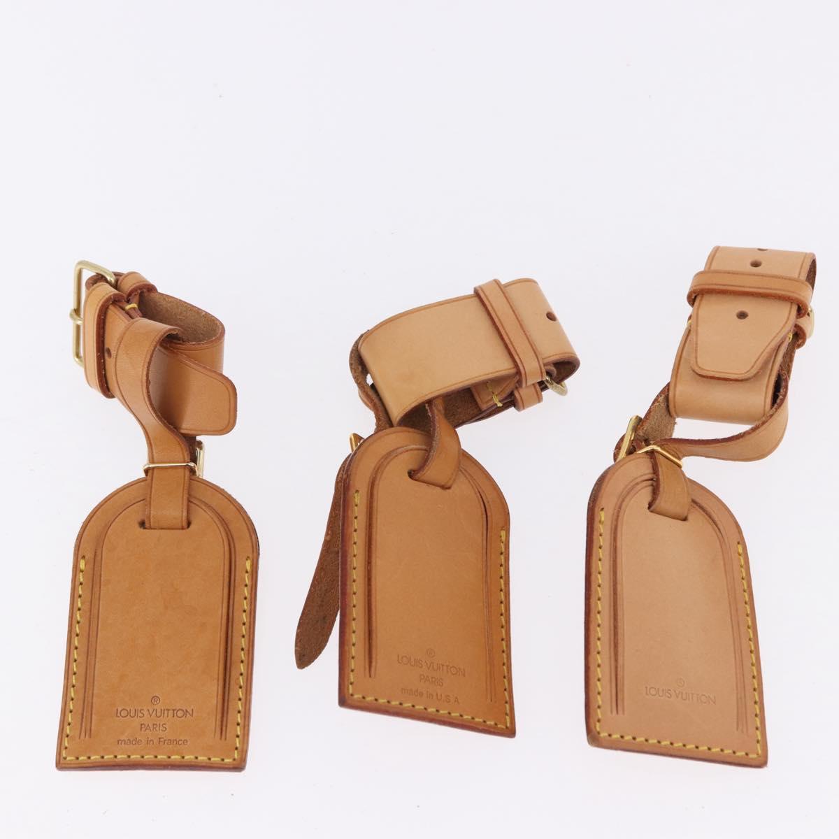 LOUIS VUITTON Name Tag Powanie 10 Set Powanie Leather Beige LV Auth 192567