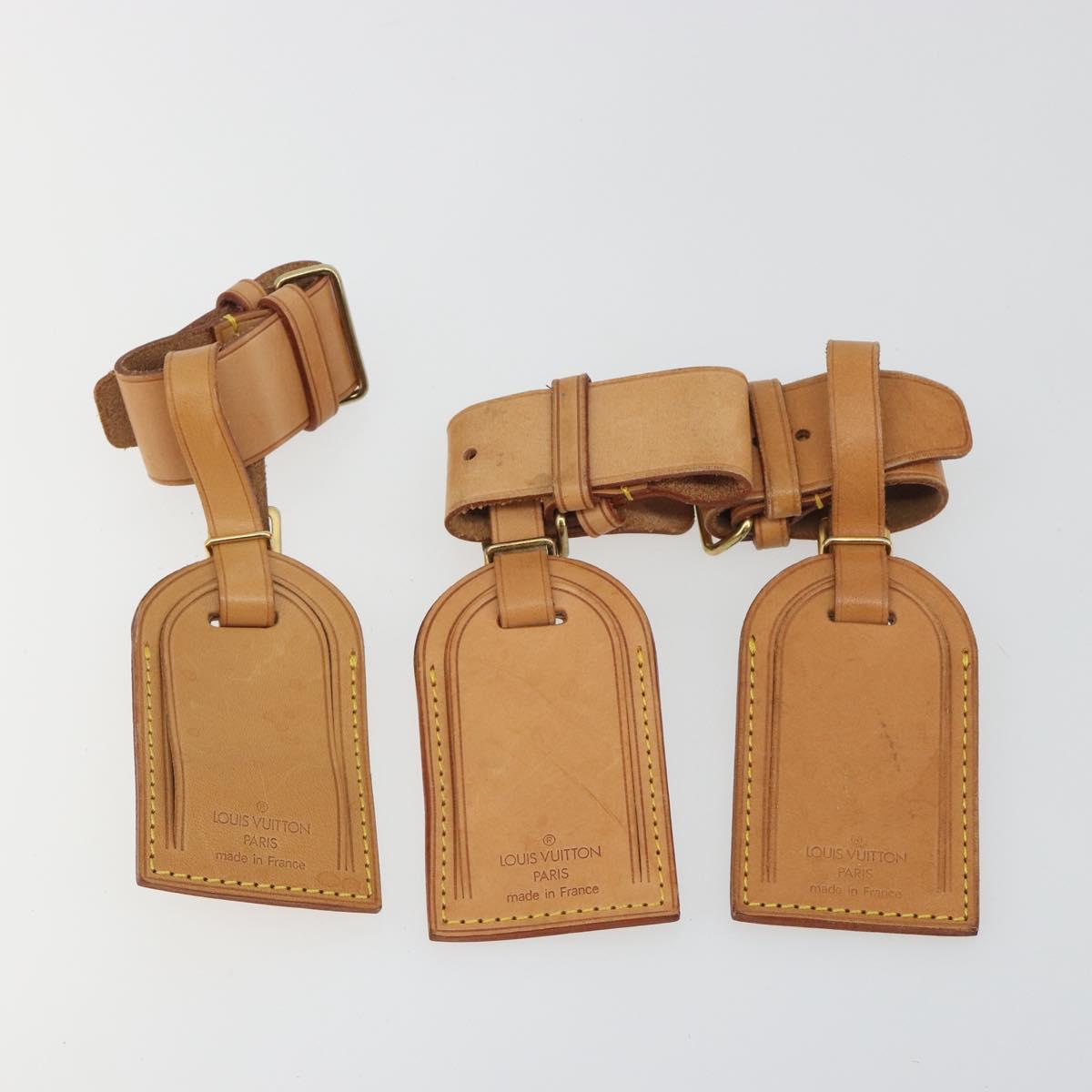 LOUIS VUITTON Name Tag Powanie 10 Set Powanie Leather Beige LV Auth 192568