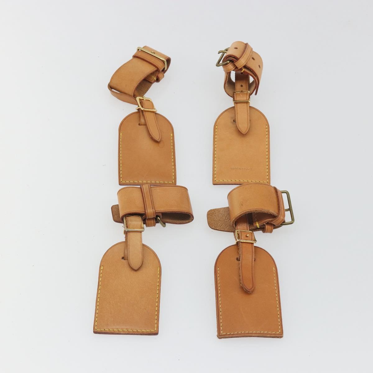 LOUIS VUITTON Name Tag Powanie 10 Set Powanie Leather Beige LV Auth 192568
