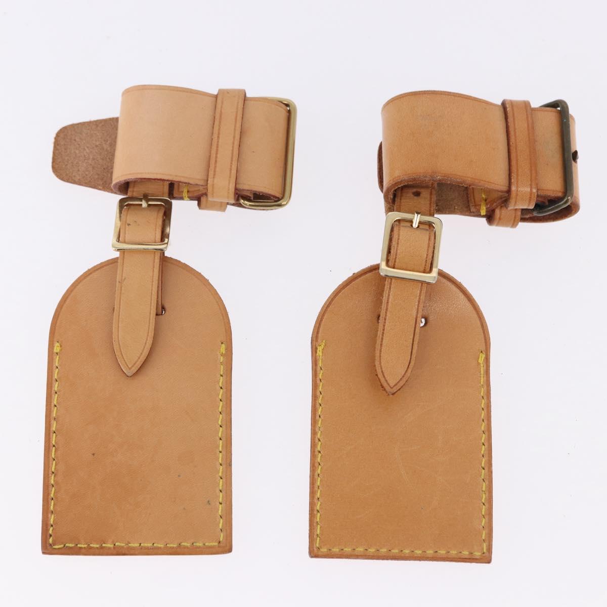 LOUIS VUITTON Name Tag Powanie 10 Set Powanie Leather Beige LV Auth 192569