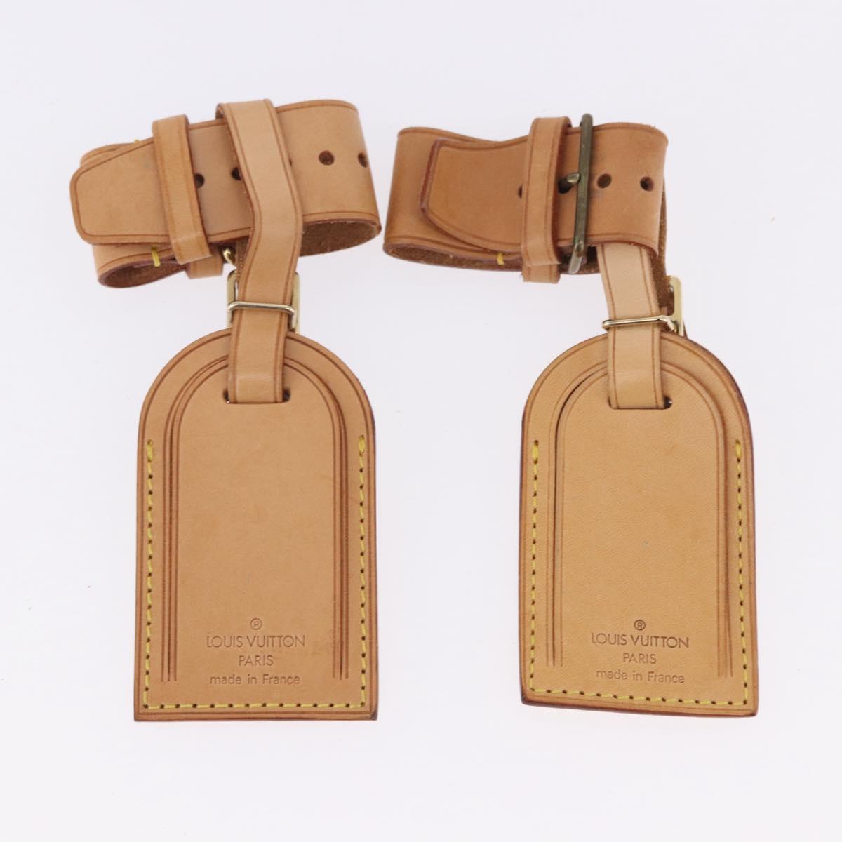 LOUIS VUITTON Name Tag Powanie 10 Set Powanie Leather Beige LV Auth 192569