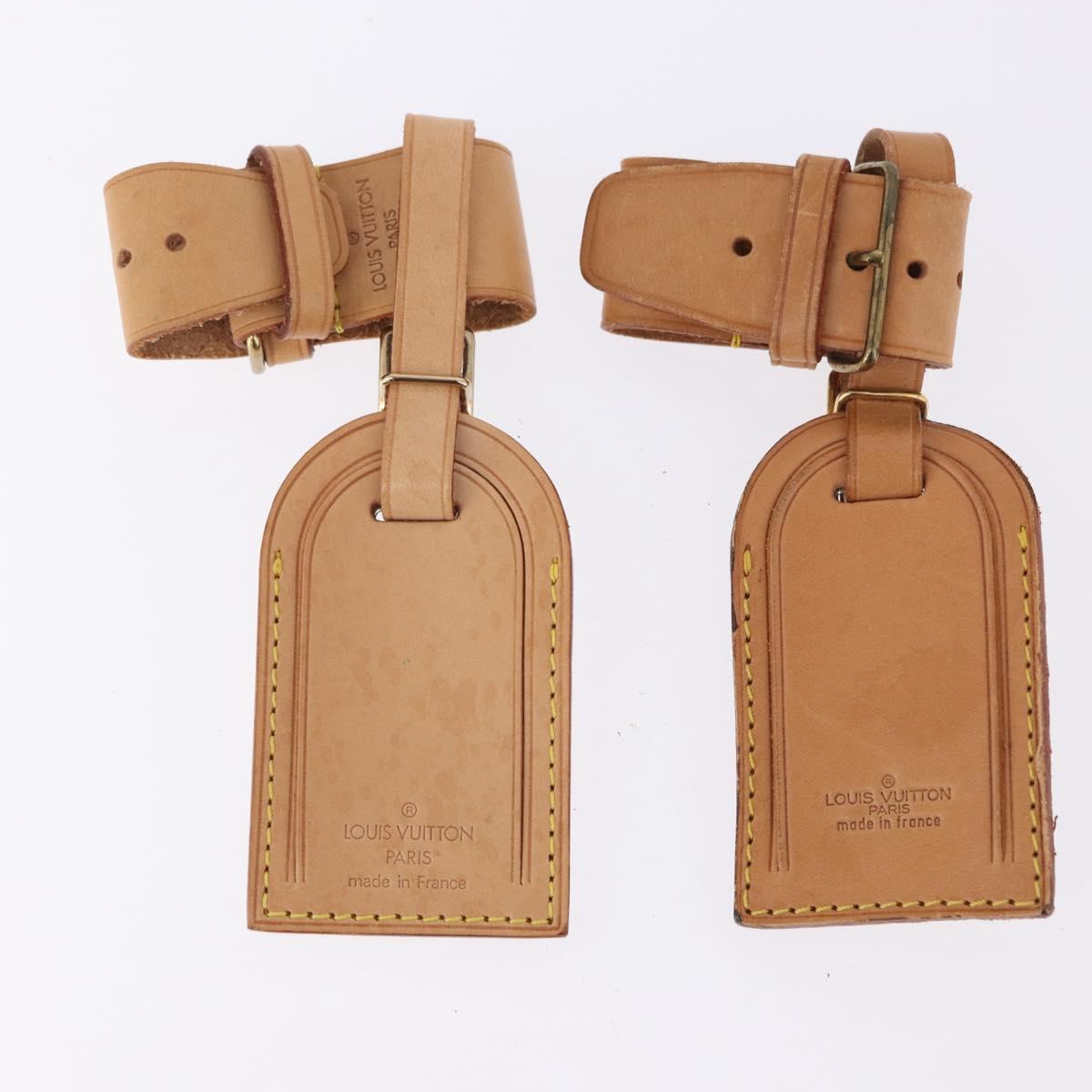 LOUIS VUITTON Name Tag Powanie 10 Set Powanie Leather Beige LV Auth 192569