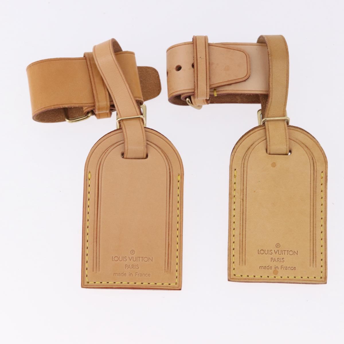 LOUIS VUITTON Name Tag Powanie 10 Set Powanie Leather Beige LV Auth 192569