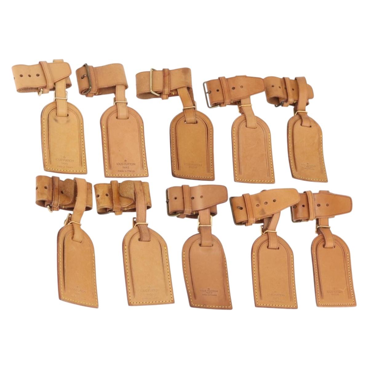 LOUIS VUITTON Name Tag Powanie 10 Set Powanie Leather Beige LV Auth 192570