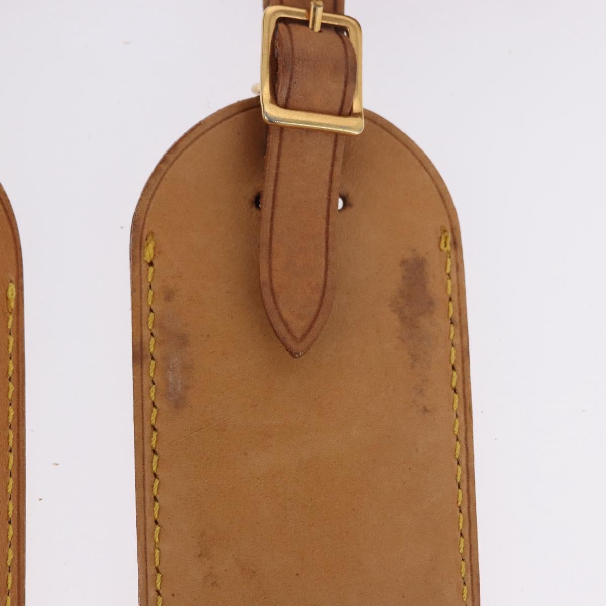 LOUIS VUITTON Name Tag Powanie 10 Set Powanie Leather Beige LV Auth 192570