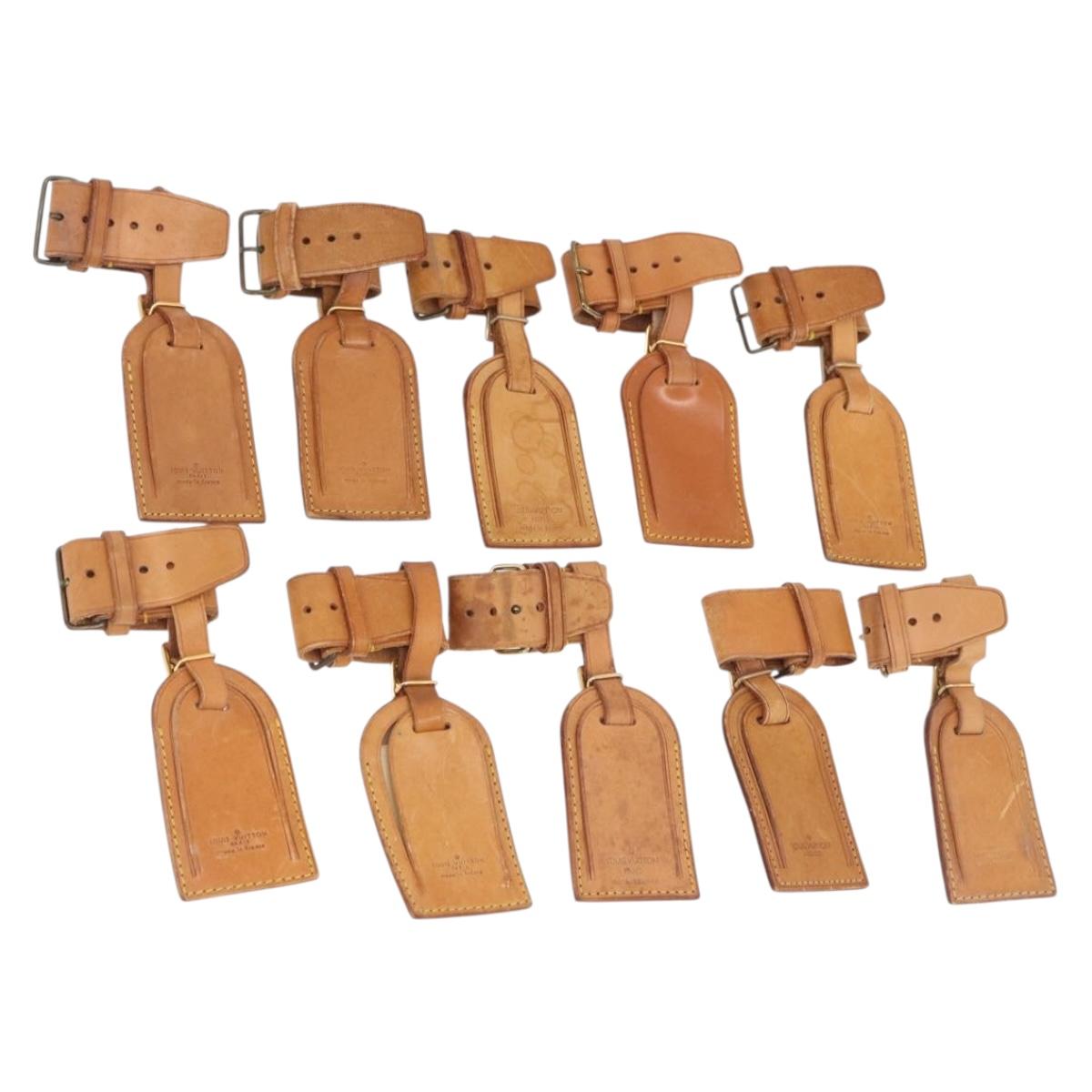LOUIS VUITTON Name Tag Powanie 10 Set Powanie Leather Beige LV Auth 192571