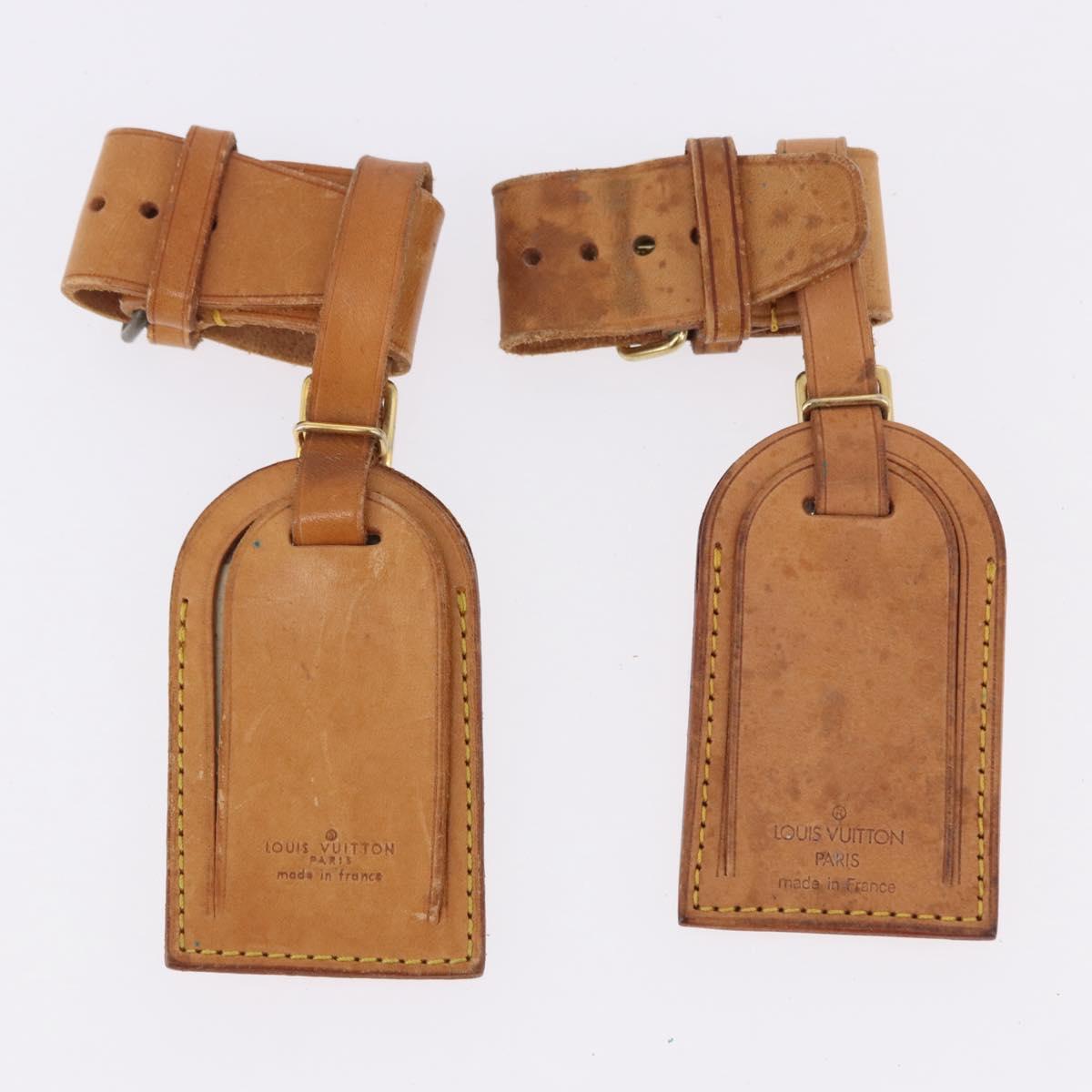 LOUIS VUITTON Name Tag Powanie 10 Set Powanie Leather Beige LV Auth 192571