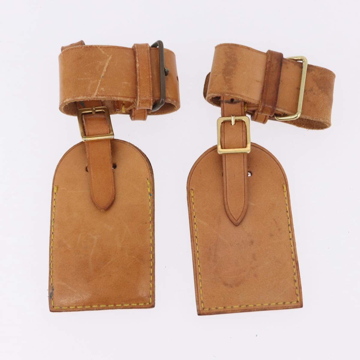 LOUIS VUITTON Name Tag Powanie 10 Set Powanie Leather Beige LV Auth 192571