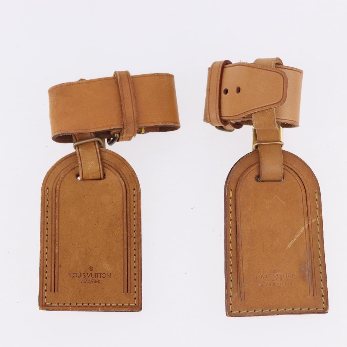 LOUIS VUITTON Name Tag Powanie 10 Set Powanie Leather Beige LV Auth 192571