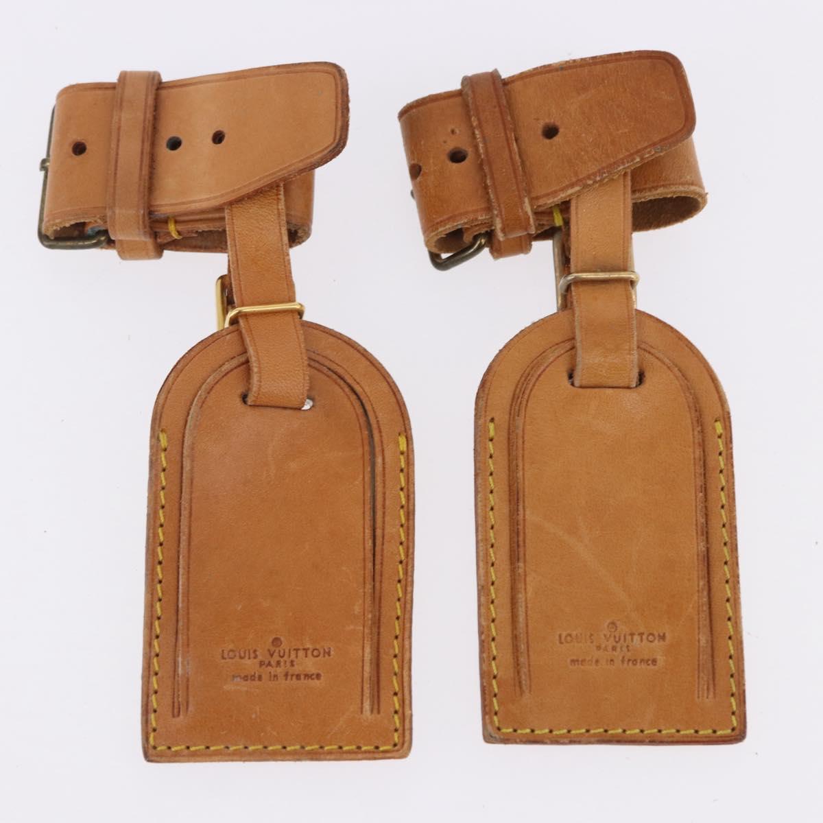LOUIS VUITTON Name Tag Powanie 10 Set Powanie Leather Beige LV Auth 192571