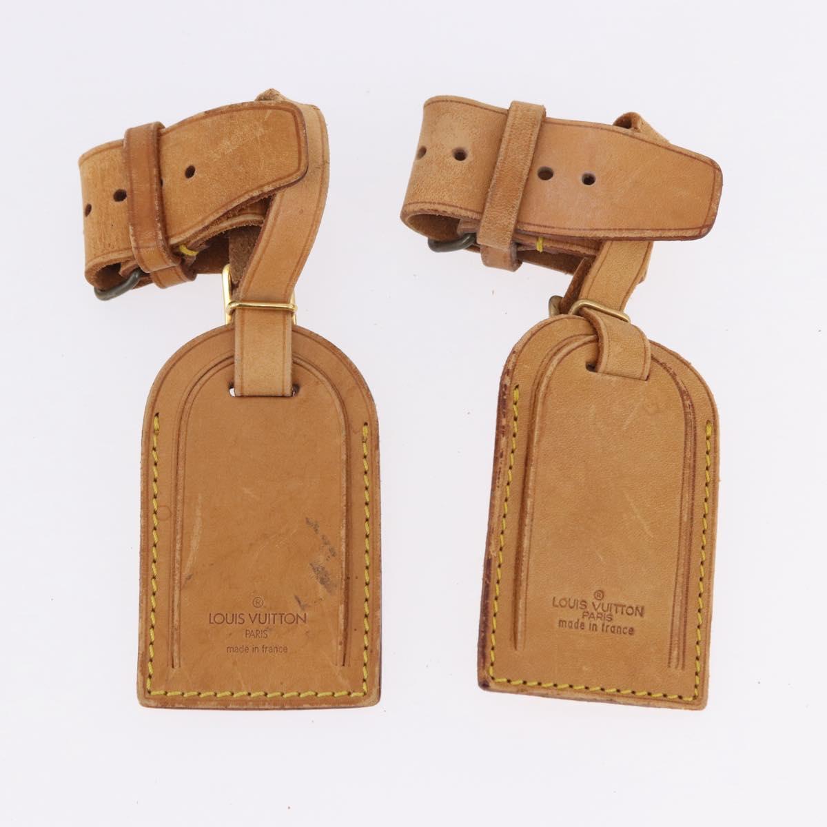 LOUIS VUITTON Name Tag Powanie 10 Set Powanie Leather Beige LV Auth 192572