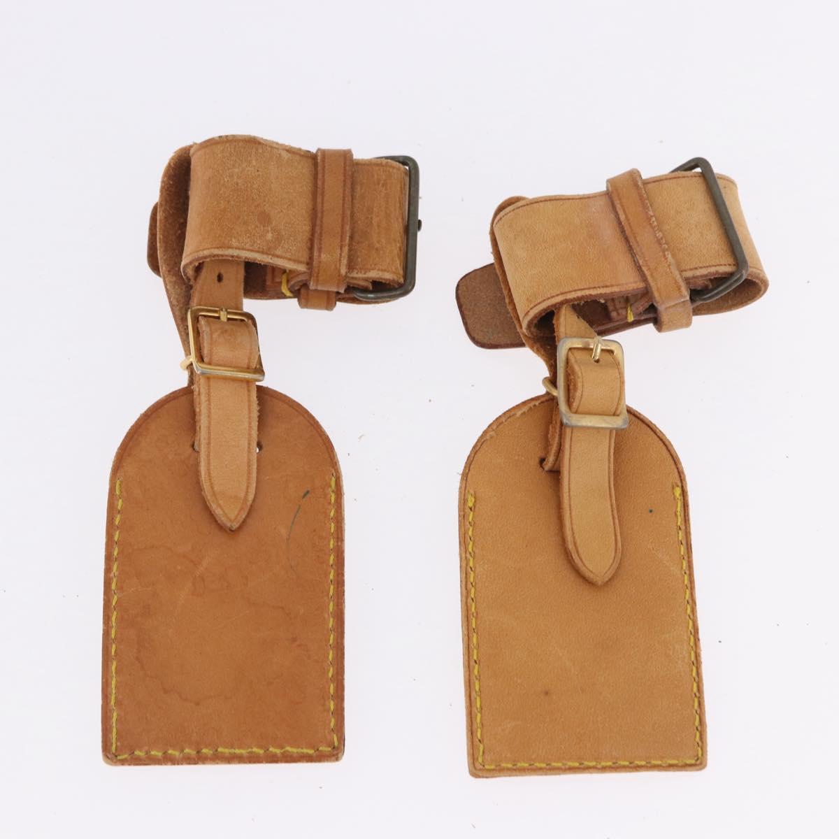 LOUIS VUITTON Name Tag Powanie 10 Set Powanie Leather Beige LV Auth 192572
