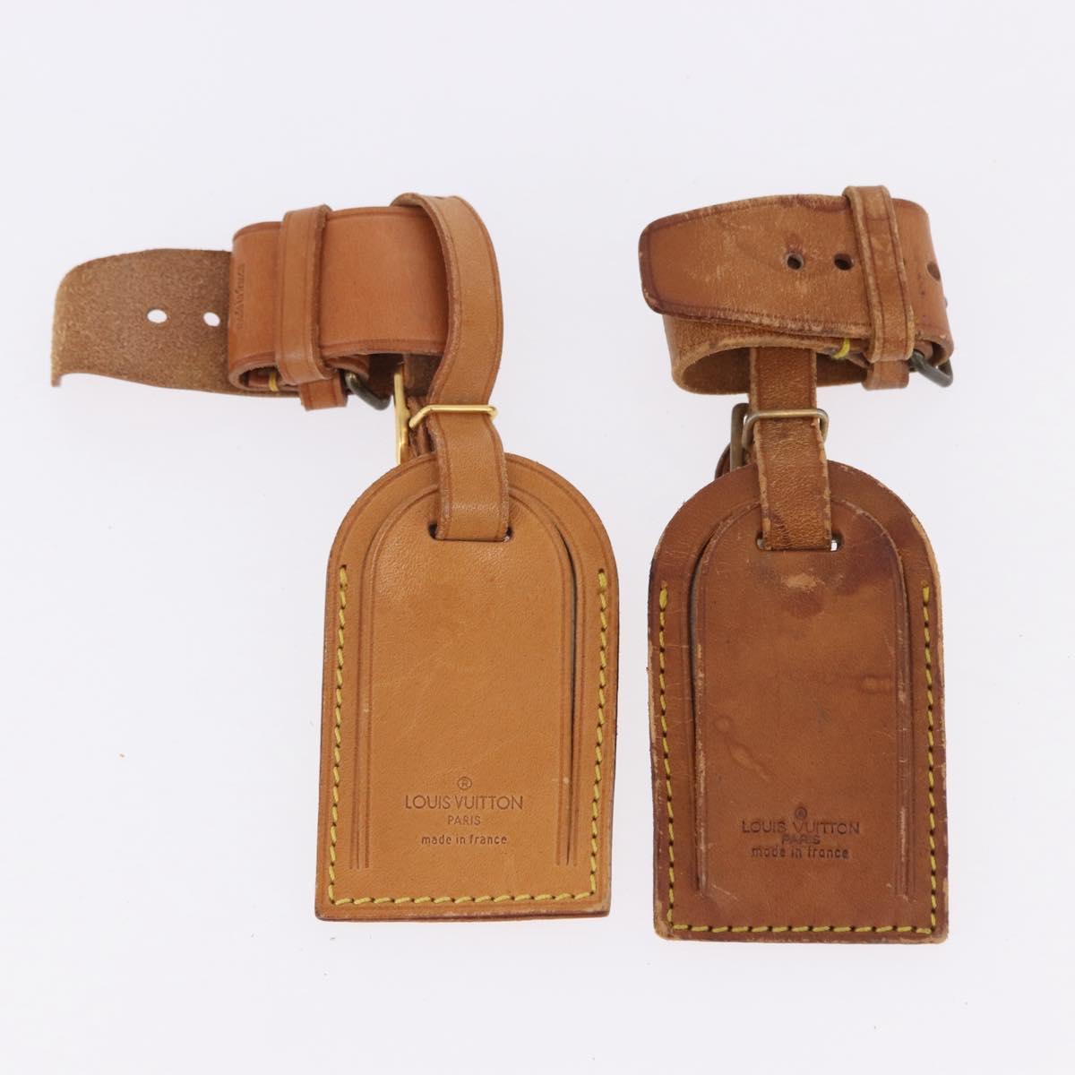 LOUIS VUITTON Name Tag Powanie 10 Set Powanie Leather Beige LV Auth 192572