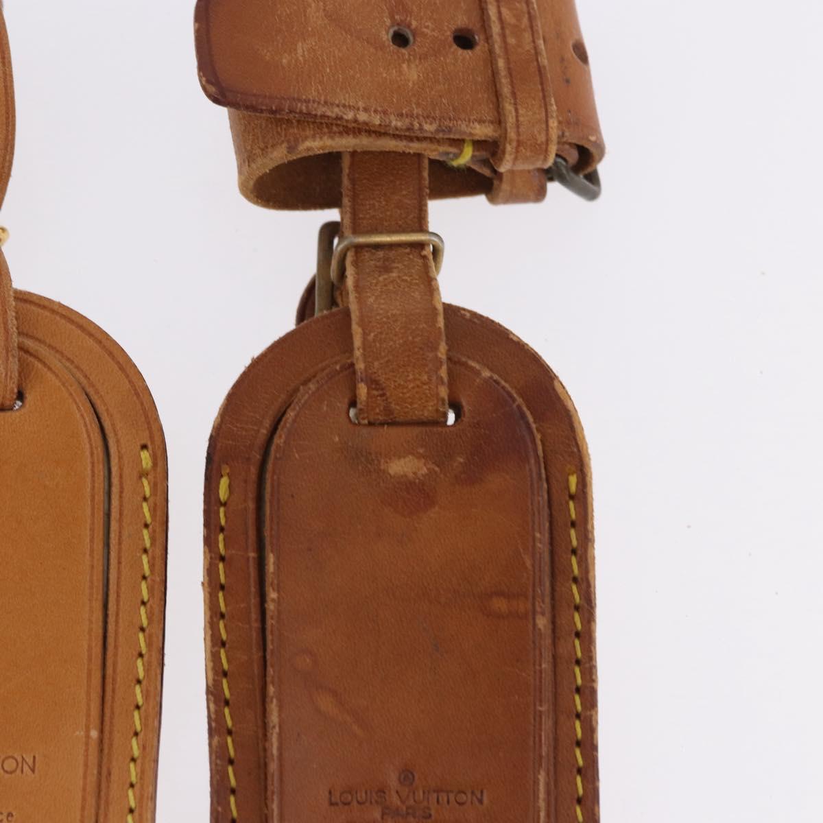 LOUIS VUITTON Name Tag Powanie 10 Set Powanie Leather Beige LV Auth 192572
