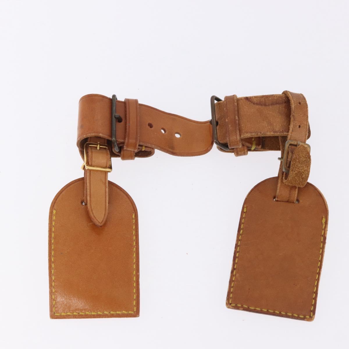 LOUIS VUITTON Name Tag Powanie 10 Set Powanie Leather Beige LV Auth 192572
