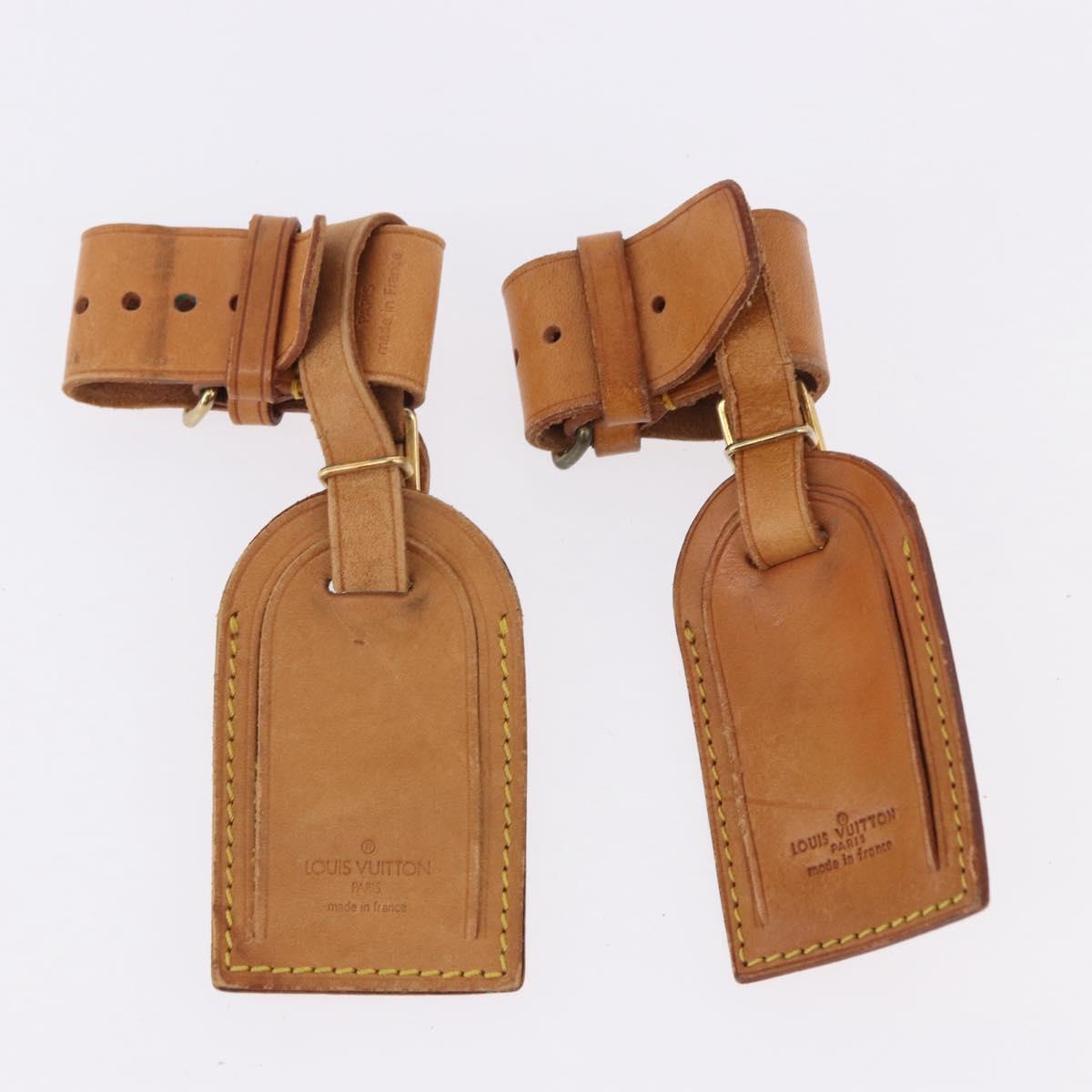 LOUIS VUITTON Name Tag Powanie 10 Set Powanie Leather Beige LV Auth 192572
