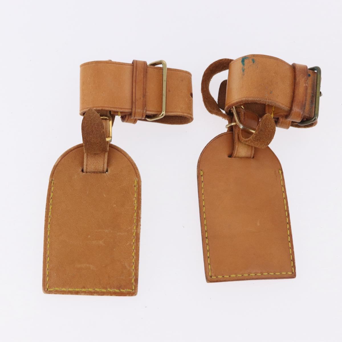 LOUIS VUITTON Name Tag Powanie 10 Set Powanie Leather Beige LV Auth 192572