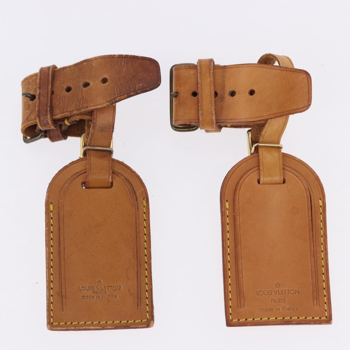 LOUIS VUITTON Name Tag Powanie 10 Set Powanie Leather Beige LV Auth 192573