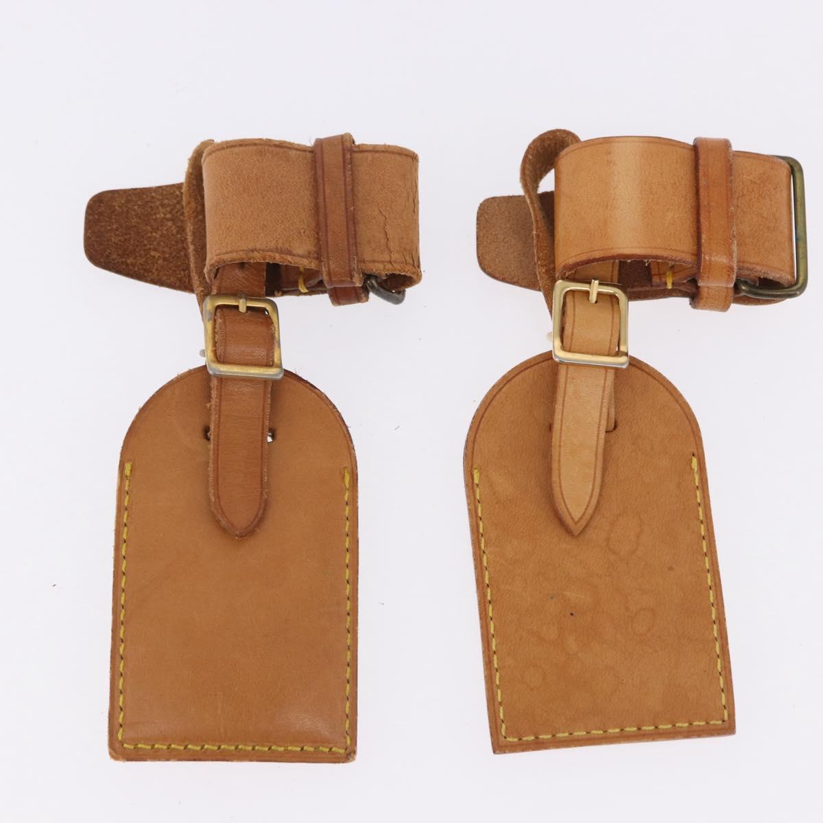 LOUIS VUITTON Name Tag Powanie 10 Set Powanie Leather Beige LV Auth 192573