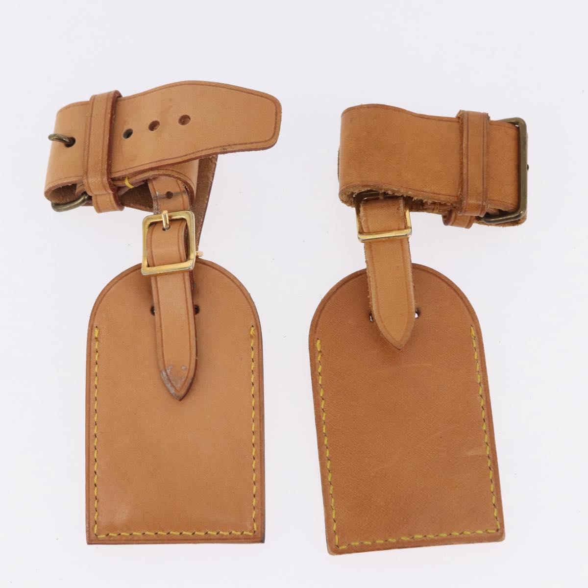 LOUIS VUITTON Name Tag Powanie 10 Set Powanie Leather Beige LV Auth 192573