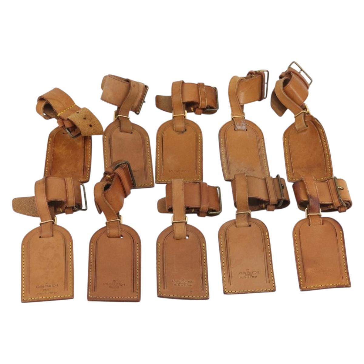 LOUIS VUITTON Name Tag Powanie 10 Set Powanie Leather Beige LV Auth 192574