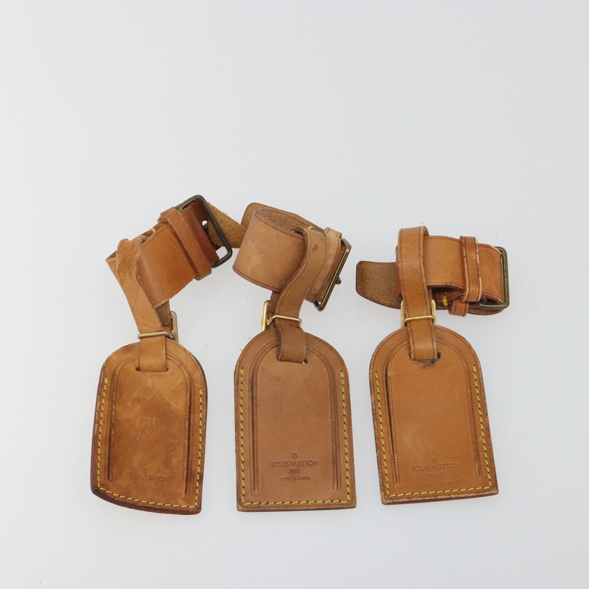 LOUIS VUITTON Name Tag Powanie 10 Set Powanie Leather Beige LV Auth 192574