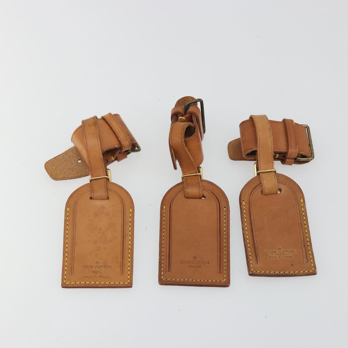 LOUIS VUITTON Name Tag Powanie 10 Set Powanie Leather Beige LV Auth 192574