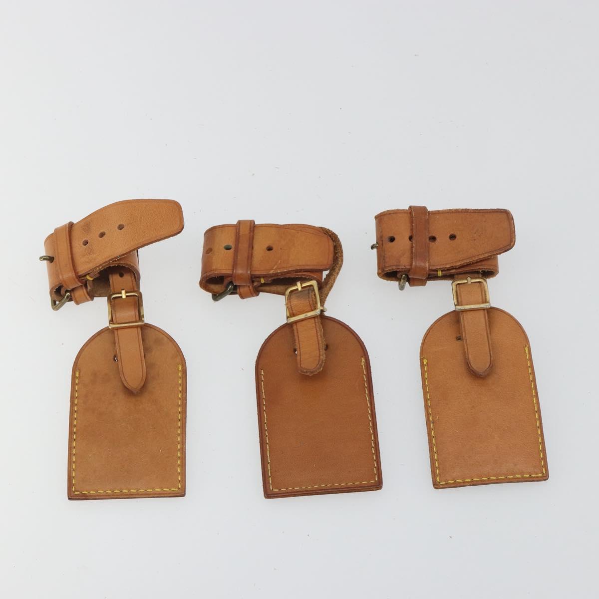 LOUIS VUITTON Name Tag Powanie 10 Set Powanie Leather Beige LV Auth 192574