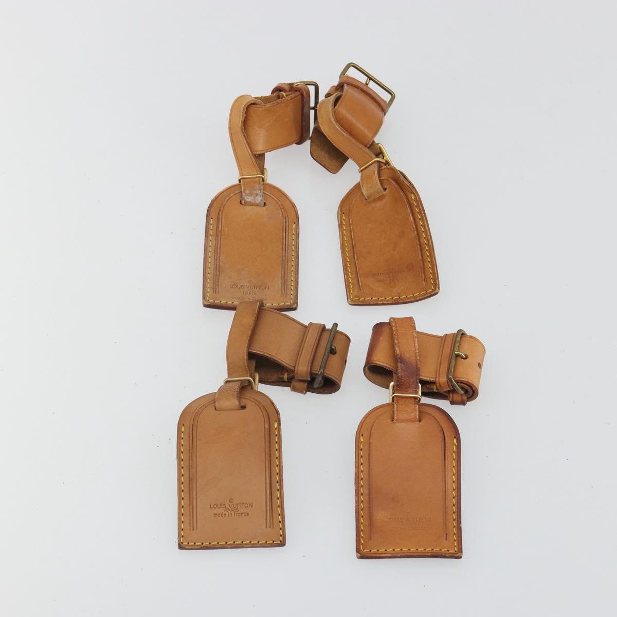 LOUIS VUITTON Name Tag Powanie 10 Set Powanie Leather Beige LV Auth 192574