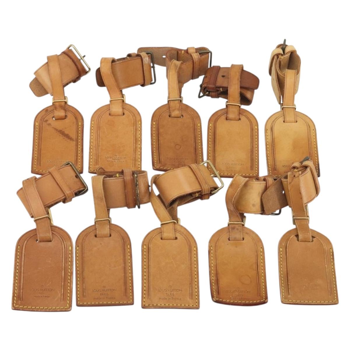LOUIS VUITTON Name Tag Powanie 10 Set Powanie Leather Beige LV Auth 192575