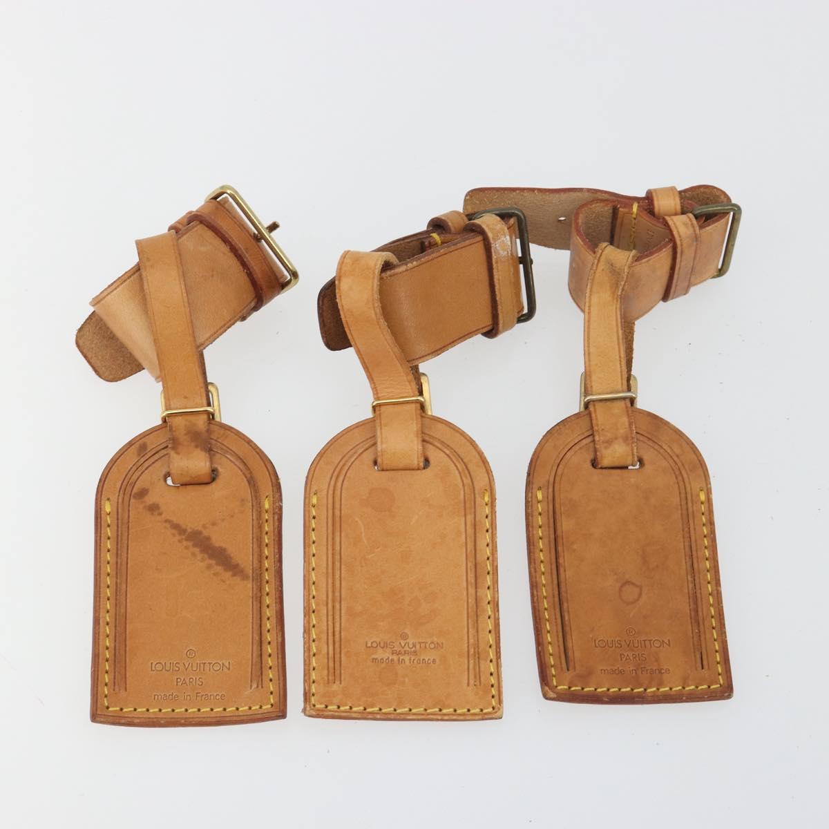 LOUIS VUITTON Name Tag Powanie 10 Set Powanie Leather Beige LV Auth 192575