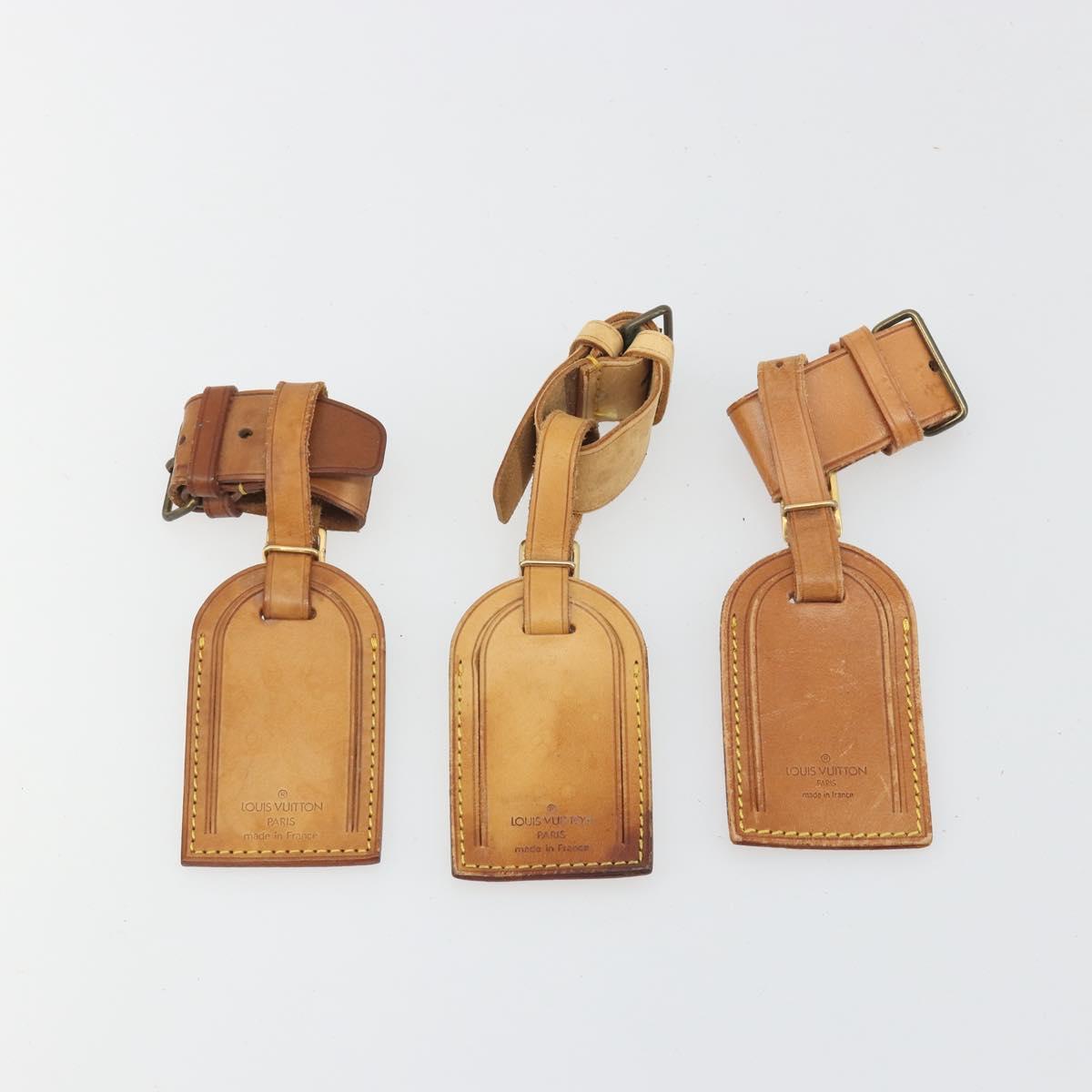 LOUIS VUITTON Name Tag Powanie 10 Set Powanie Leather Beige LV Auth 192575
