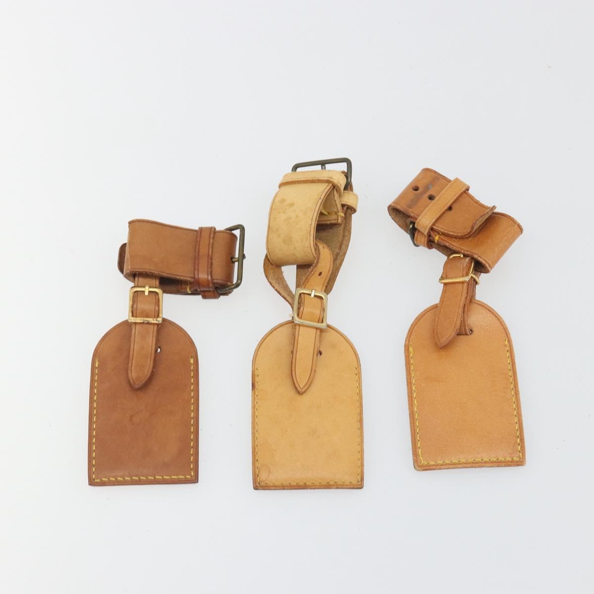 LOUIS VUITTON Name Tag Powanie 10 Set Powanie Leather Beige LV Auth 192575