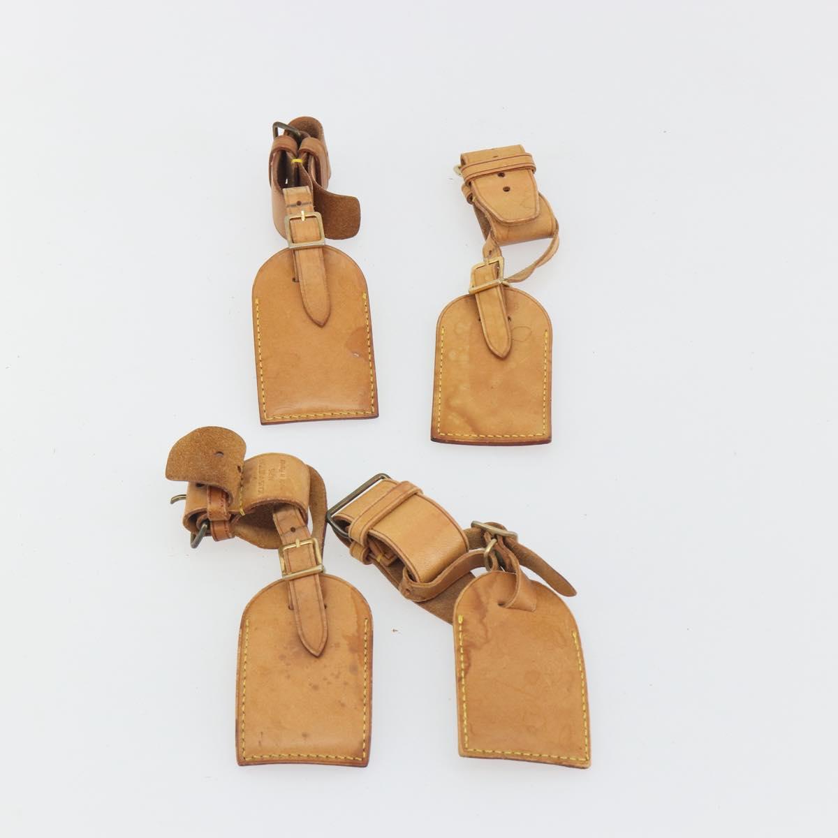 LOUIS VUITTON Name Tag Powanie 10 Set Powanie Leather Beige LV Auth 192575