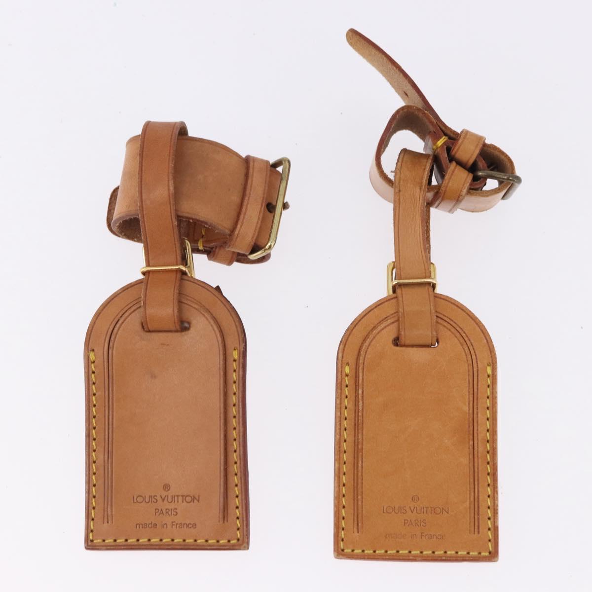 LOUIS VUITTON Name Tag Powanie 10 Set Powanie Leather Beige LV Auth 192576