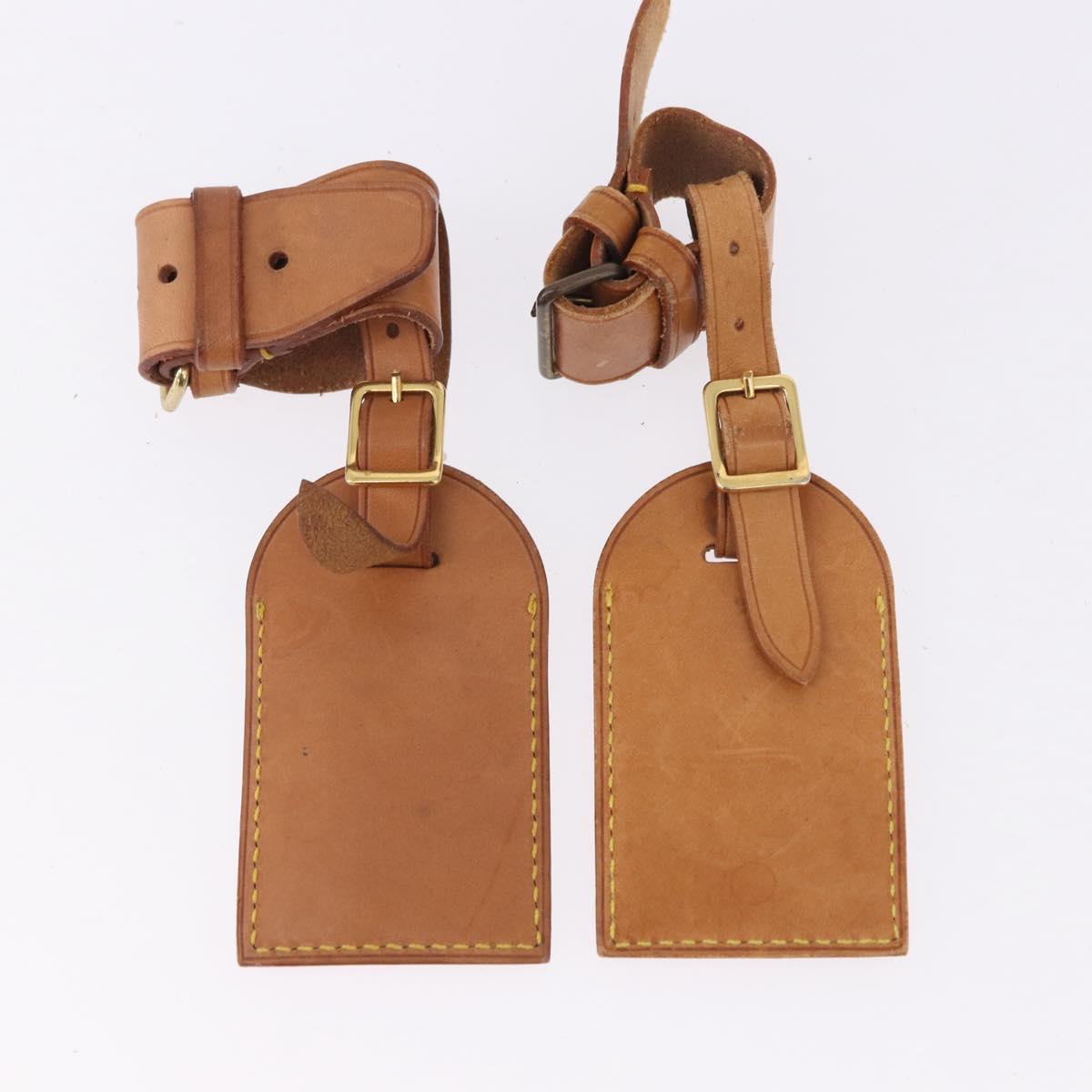 LOUIS VUITTON Name Tag Powanie 10 Set Powanie Leather Beige LV Auth 192576