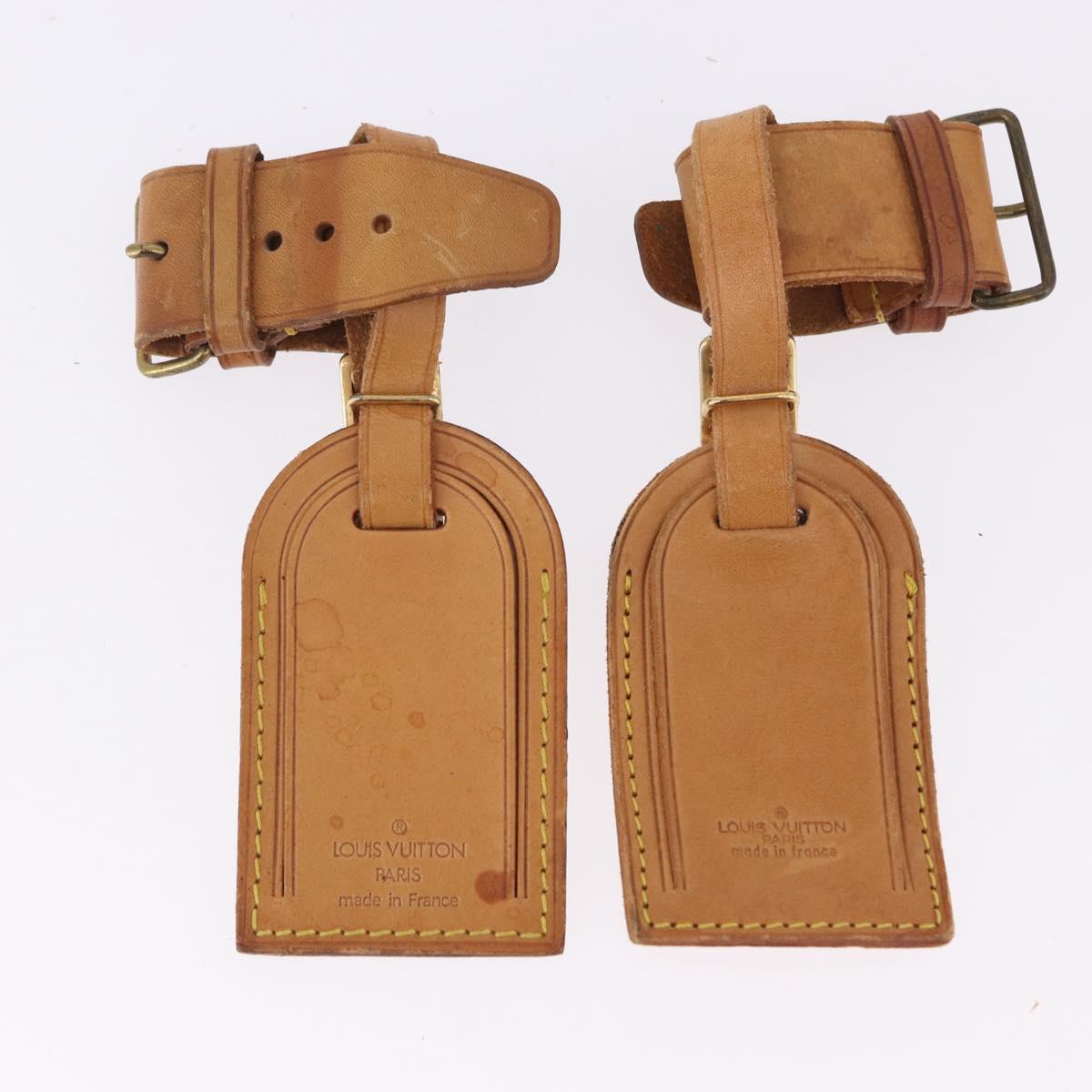 LOUIS VUITTON Name Tag Powanie 10 Set Powanie Leather Beige LV Auth 192576