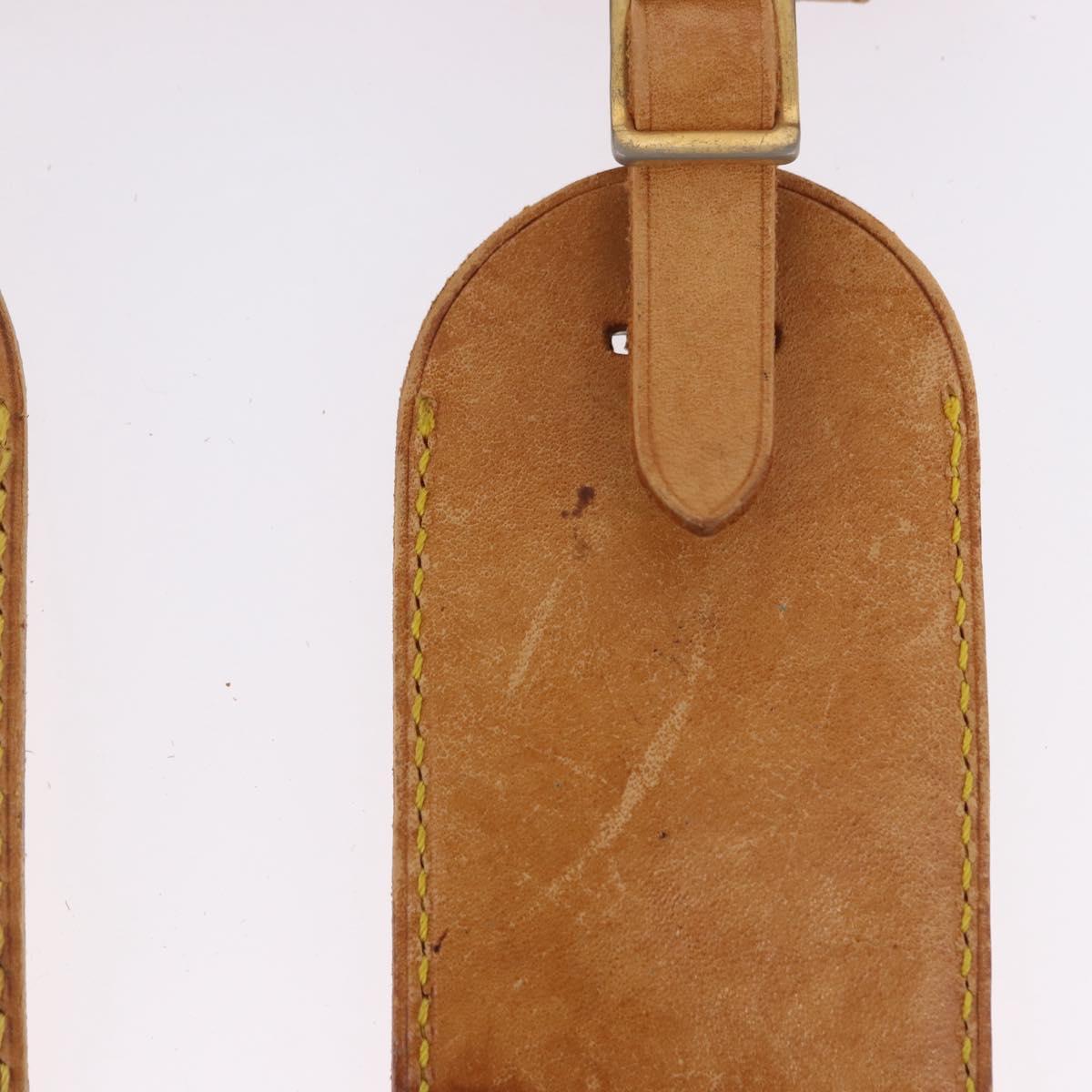LOUIS VUITTON Name Tag Powanie 10 Set Powanie Leather Beige LV Auth 192577