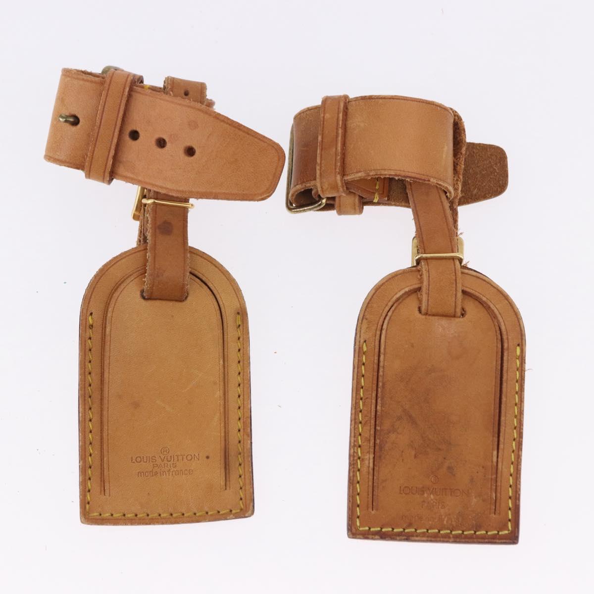 LOUIS VUITTON Name Tag Powanie 10 Set Powanie Leather Beige LV Auth 192577