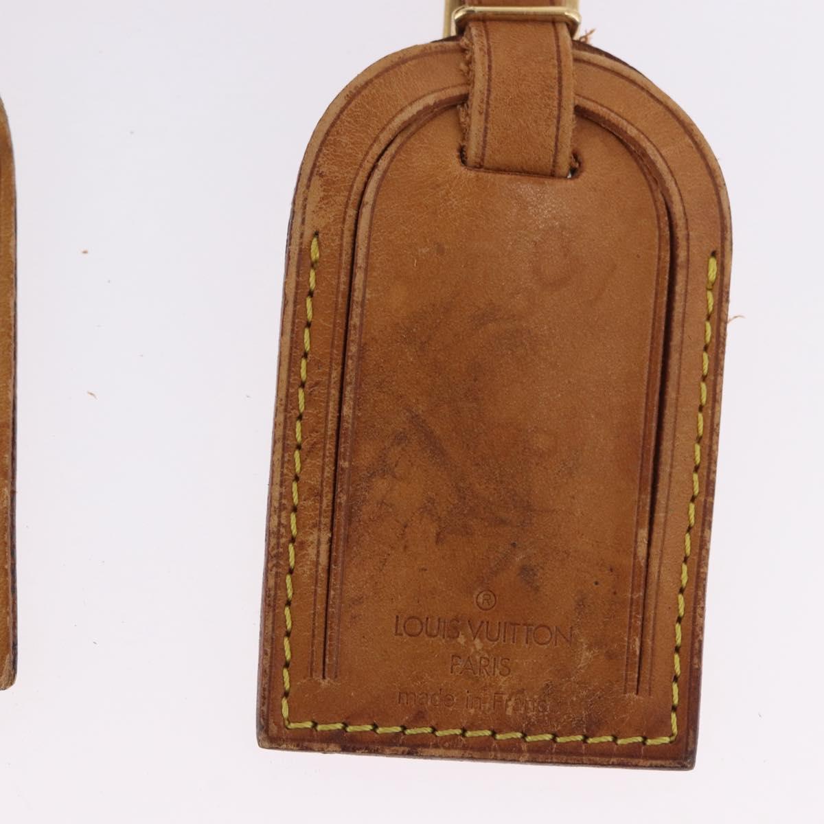 LOUIS VUITTON Name Tag Powanie 10 Set Powanie Leather Beige LV Auth 192577